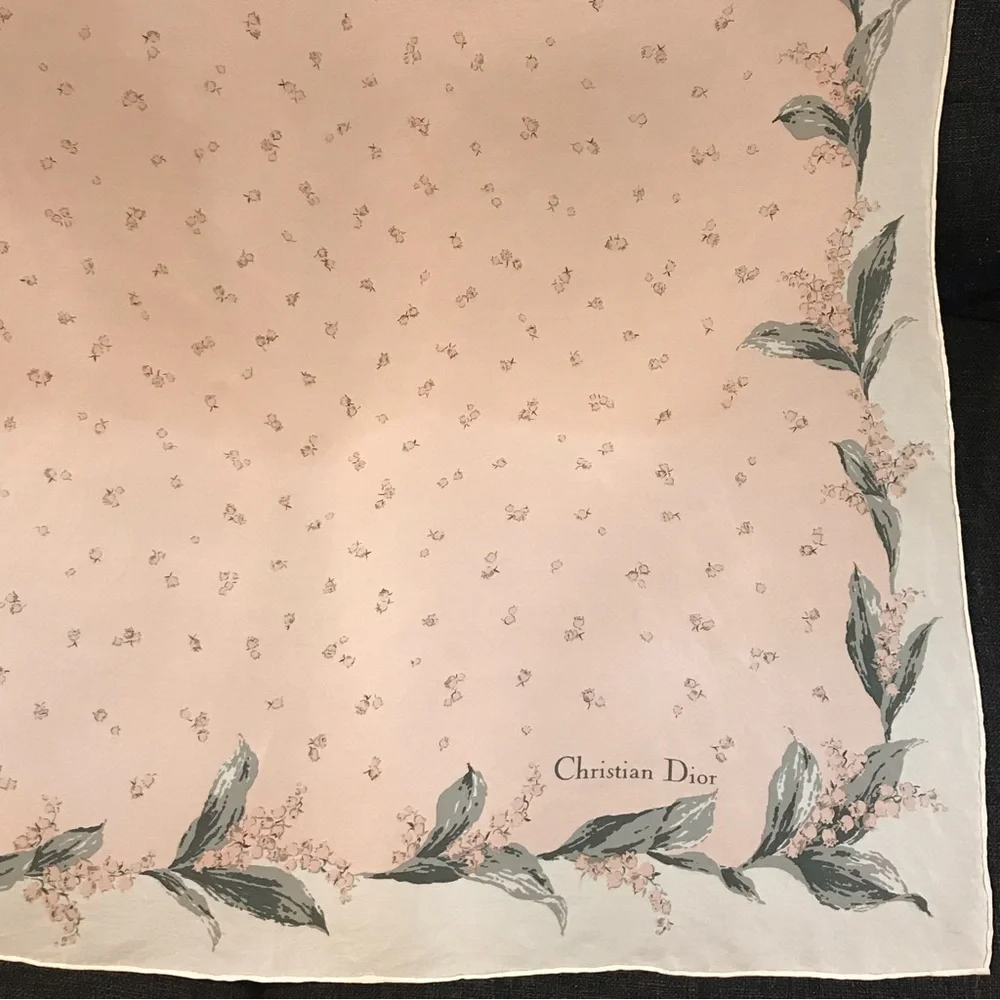 Christian Dior Pink Floral Silk Scarf 😍🌸